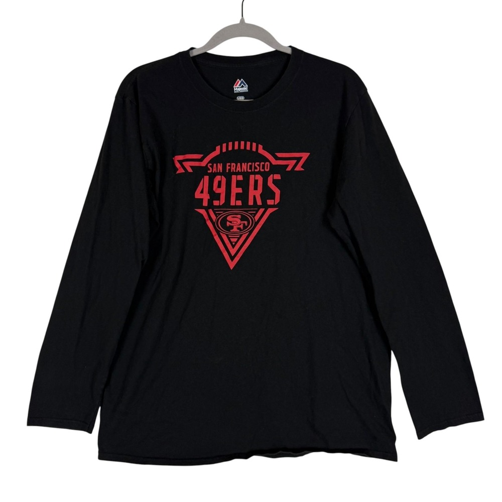 San Francisco 49ers Shirt Mens Large Black NFL Football Majestic Long Sleeve